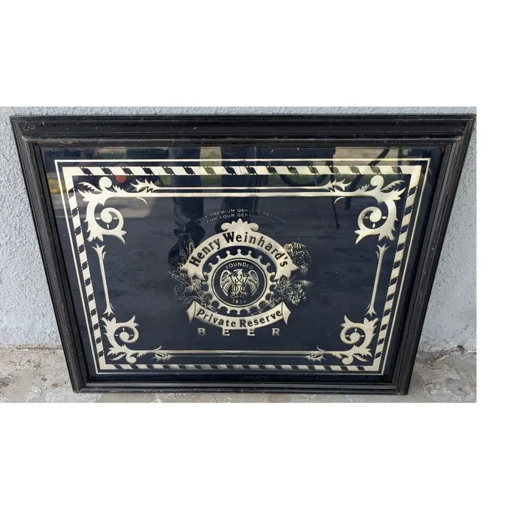 Vintage Henry Weinhard's Private Reserve Beer Framed Bar Mirror 27x20.5